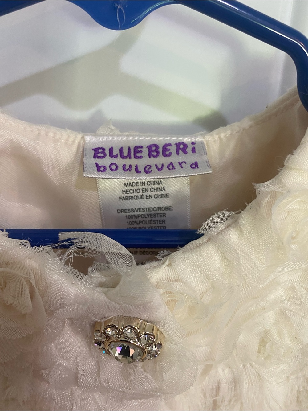 Blueberi Boulevard Cream Plush Flower Trim Coat - Picture 2 of 8